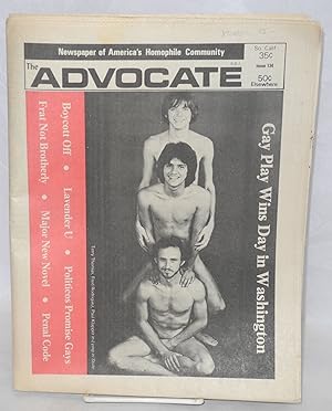 Bild des Verkufers fr The Advocate: newspaper of America's homophile community; #134, March 27, 1974 zum Verkauf von Bolerium Books Inc.