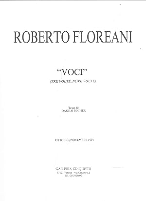 Bild des Verkufers fr Roberto Floreani "Voci" zum Verkauf von Studio Bibliografico Orfeo (ALAI - ILAB)