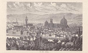 Florenz Stadtansicht, Palazzo Vecchio, Kathedrale Santa Maria del Fiore, Holzstich um 1875 mit sc...