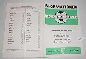 Informationen Liga-Punktspiel der Saison 1986/87 BSG Chemie Leipzig gegen FC Hansa Rostock