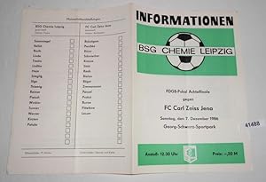 Informationen FDGB-Pokal Achtelfinale BSG Chemie Leipzig gegen FC Carl Zeiss-Jena