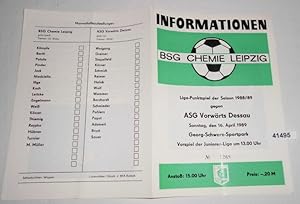 Informationen Nr. 1268 Liga-Punktspiel der Saison 1988/89 BSG Chemie Leipzig gegen ASG Vorwärts D...