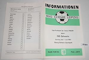 Informationen Liga-Punktspiel der Saison 1986/87 BSG Chemie Leipzig gegen ISG Schwerin