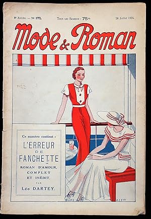 Mode & Roman, Weekly French Art Deco Fashion Magazine - Patterns, Novellette, Features July 1934