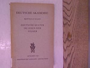 Bild des Verkufers fr DEUTSCHE KULTUR IM LEBEN DER VLKER. 17. Jg. (1942), 2. Heft. Beispielaufsatz: Wilhelm von Humboldts deutscher Weg. Zu seinem 175. Geburtstage (22. Juni 1942). Mitteilungen der Deutschen Akademie. zum Verkauf von Antiquariat Bookfarm
