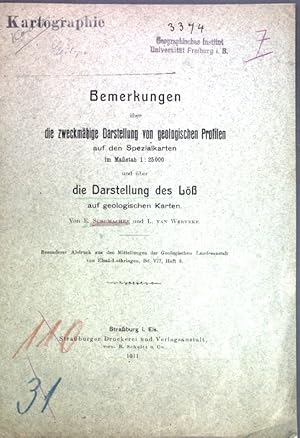 Seller image for Bemerkungen ber die zweckmige Darstellung von geologischen Profilen auf den Spezialkarten im Mastab 1:25000 und ber die Darstellung des L auf geologischen Karten; Besonderer Abdruck aus den Mitteilungen der Geologischen Landesanstalt von Elsa-Lothringen; for sale by books4less (Versandantiquariat Petra Gros GmbH & Co. KG)