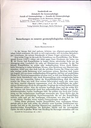 Imagen del vendedor de Bemerkungen zu neueren geomorphologischen Arbeiten; a la venta por books4less (Versandantiquariat Petra Gros GmbH & Co. KG)