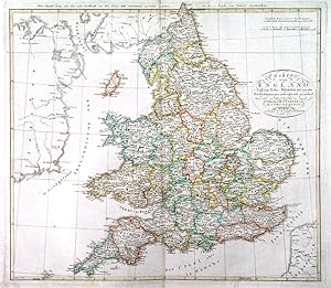 CHARTE VON ENGLAND etc.. Map of England and Wales divided into counties.