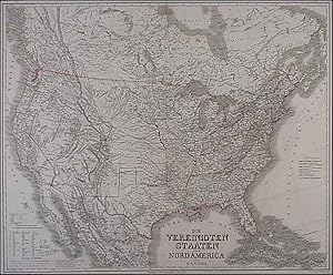 DIE VEREINIGTEN STAATEN VON NORDAMERICA NEBST CANADA. Large map of the United States and Canada.