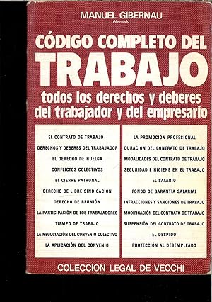 Immagine del venditore per CODIGO COMPLETO DEL TRABAJO venduto da Papel y Letras