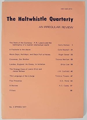 Imagen del vendedor de The Haltwhistle Quarterly: An Irregular Review No. 5 Spring 1977 a la venta por Jeff Hirsch Books, ABAA