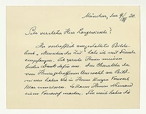 Bild des Verkufers fr Eigenh. Briefkarte mit U. zum Verkauf von Eberhard Kstler Autographen&Bcher oHG