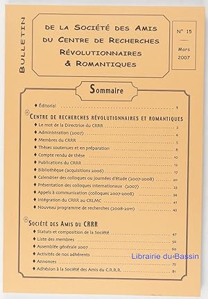 Bulletin de la Société des amis du Centre de Recherches révolutionnaires & romantiques n°15