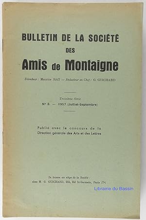 Image du vendeur pour Bulletin de la Socit des Amis de Montaigne Troisime srie n3 mis en vente par Librairie du Bassin