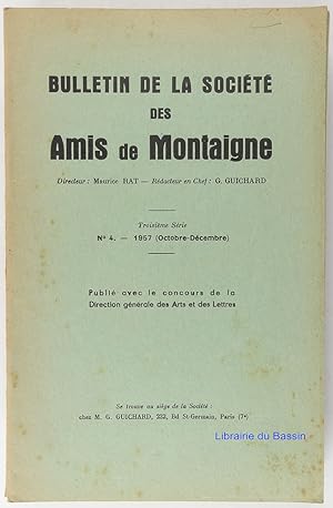 Bild des Verkufers fr Bulletin de la Socit des Amis de Montaigne Troisime srie n4 zum Verkauf von Librairie du Bassin