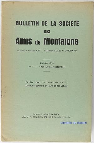 Bild des Verkufers fr Bulletin de la Socit des Amis de Montaigne Troisime srie n7 zum Verkauf von Librairie du Bassin