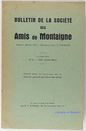 Image du vendeur pour Bulletin de la Socit des Amis de Montaigne Troisime srie n9 mis en vente par Librairie du Bassin