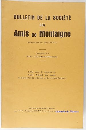 Seller image for Bulletin de la Socit des Amis de Montaigne Cinquime srie n20 for sale by Librairie du Bassin