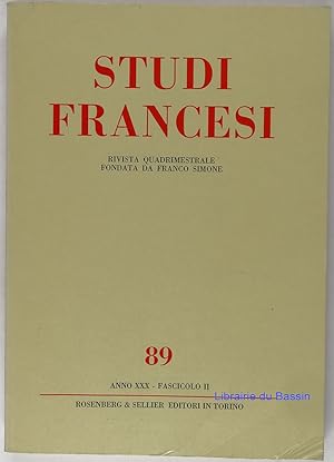 Seller image for Studi Francesi n89 for sale by Librairie du Bassin