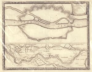 Brema cum situatione circumiacente. Plan und Umgebungskarte. Orig.-Kupferstich nach Merian.