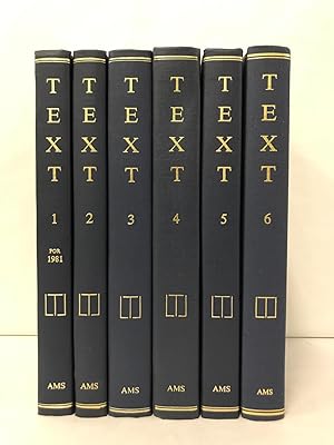 Bild des Verkufers fr Text: Transactions of the Society for Textual Scholarship (6 vols) zum Verkauf von Yushodo Co., Ltd.