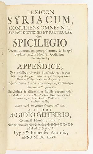 Bild des Verkufers fr Novum Domini Nostri Jesu Christi Testamentum Syriace, cum punctis vocalibus [.]. zum Verkauf von Antiquariat INLIBRIS Gilhofer Nfg. GmbH