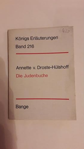 Bild des Verkufers fr Erluterungen zu Annette von Droste- Hlshoffs Die Judenbuche zum Verkauf von Araki Antiquariat Georg Dehn