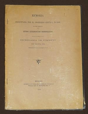 Memoria Presentada Por El Ingeniero Gustavo Duran De Los Trabajos De Estudio Y Experimentación Fo...