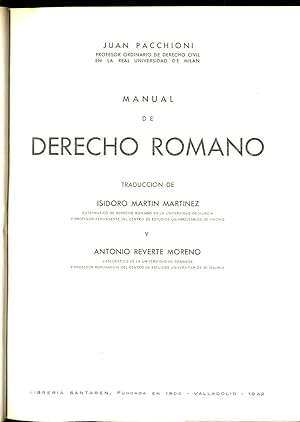Imagen del vendedor de MANUAL DE DERECHO ROMANO a la venta por Librera Maxtor