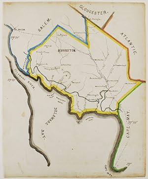 Image du vendeur pour An untitled manuscript map of Cumberland County, New Jersey, and the surrounding area mis en vente par Donald A. Heald Rare Books (ABAA)