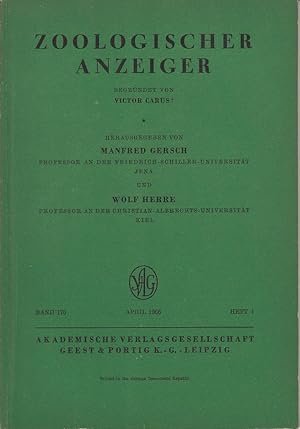 Seller image for Zoologischer Anzeiger. Band 176, Heft 4 for sale by Antiquariat Jterbook, Inh. H. Schulze