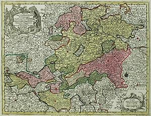 Imagen del vendedor de Hessen. Oberrheinischer Kreis. Seutter & Lotter. Mappa Circuli Rhenani superioris in quo oculis sistuntur Landgr. Hasso-Cassel. Darmstadiens. Rhenofeld. Abbatia Fuldensis . a la venta por GALERIE HIMMEL