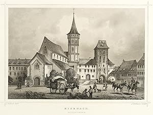 Bild des Verkufers fr Eisenach. Karlsplatz mit Nikolaitor. Rohbock & Koehler. Eisenach. Nicolaithurm zum Verkauf von GALERIE HIMMEL