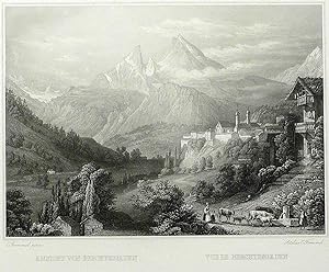 Bild des Verkufers fr Berchtesgaden. Gesamtansicht. Frommel. Ansicht von Berchtesgaden. Vue de Berchtesgaden zum Verkauf von GALERIE HIMMEL