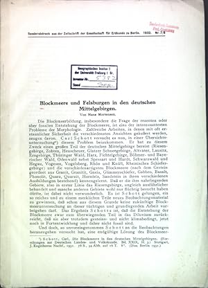 Bild des Verkufers fr Blockmeere und Felsburgen in den deutschen Mittelgebirgen; zum Verkauf von books4less (Versandantiquariat Petra Gros GmbH & Co. KG)