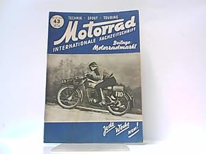 Bild des Verkufers fr Motorrad. 5. Jahrgang, Heft 43. / 25. 10. 1952. Internationale Fachzeitschrift. zum Verkauf von Antiquariat Ehbrecht - Preis inkl. MwSt.