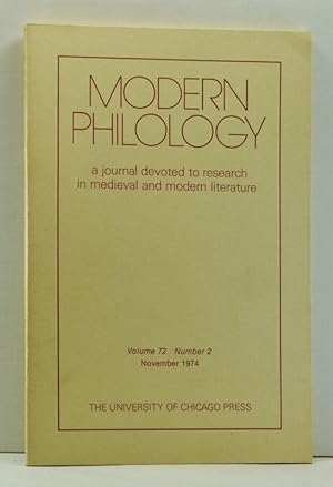 Seller image for Modern Philology: A Journal Devoted to Research in Medieval and Modern Literature, November 1974 (Vol. 72, No. 2) for sale by Cat's Cradle Books