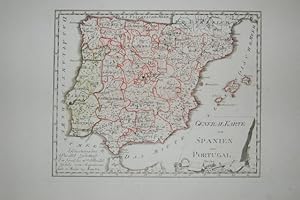Bild des Verkufers fr Generalkarte von Spanien und Portugal. Landkarte No. 524 aus dem Atlas von Reilly "Schauplatz der fnf Theile der Welt" (1789-1806). zum Verkauf von Antiquariat  Braun