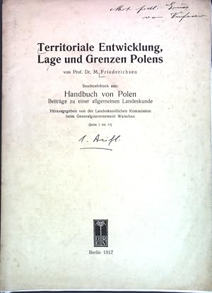 Imagen del vendedor de Territoriale Entwicklung, Lage und Grenzen Polens; Sonderdruck aus: Handbuch von Polen; a la venta por books4less (Versandantiquariat Petra Gros GmbH & Co. KG)