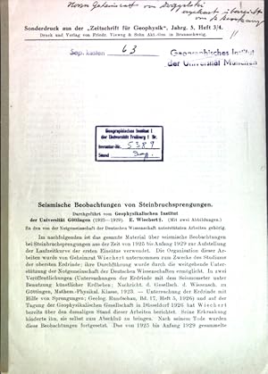 Imagen del vendedor de Seismische Beobachtungen von Steinbruchsprengungen; a la venta por books4less (Versandantiquariat Petra Gros GmbH & Co. KG)