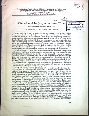 Bild des Verkufers fr Lnderkundliche Fragen in neuen Iran: Beobachtungen auf einer Reise 1939; Sonderdruck aus: Kieler Bltter; zum Verkauf von books4less (Versandantiquariat Petra Gros GmbH & Co. KG)