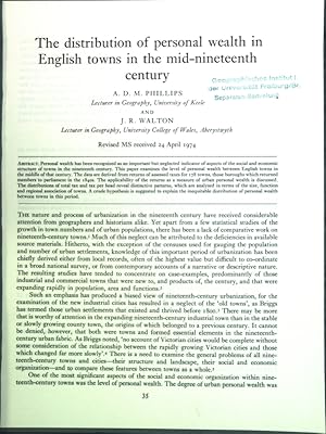 Bild des Verkufers fr The distribution of personal wealth in English towns in the midnineteenth century; zum Verkauf von books4less (Versandantiquariat Petra Gros GmbH & Co. KG)