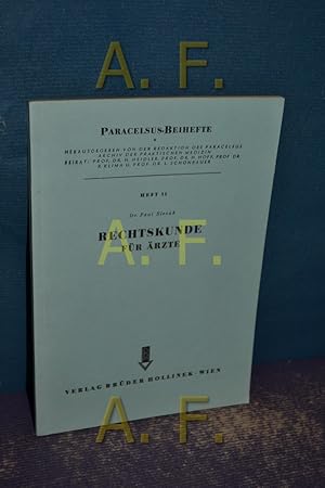 Image du vendeur pour Rechtskunde fr rzte (Paracelsus-Beihefte Heft 11) mis en vente par Antiquarische Fundgrube e.U.