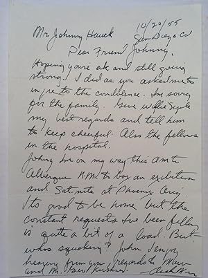 Autographed Letter Signed to a boxing historian
