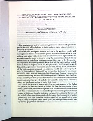 Bild des Verkufers fr Ecological considerations concerning the unsatisfactory development of the rural economy in the Tropics; zum Verkauf von books4less (Versandantiquariat Petra Gros GmbH & Co. KG)