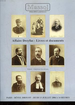 Bild des Verkufers fr 1 CATALOGUE DE VENTES : AFFAIRE DREYFUS, LIVRES ET DOCUMENTS zum Verkauf von Le-Livre