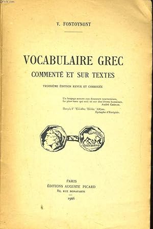 Bild des Verkufers fr VOCABULAIRE GREC. COMMENTE ET SUR TEXTE zum Verkauf von Le-Livre