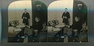 Stereo View Of President Roosevelt Dictating Instructions To His Secretary William Loeb, White Ho...