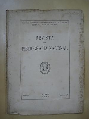 Imagen del vendedor de REVISTA DE BIBLIOGRAFA NACIONAL. TOMO IV. FASCCULO 4 a la venta por LIBRERIA TORMOS