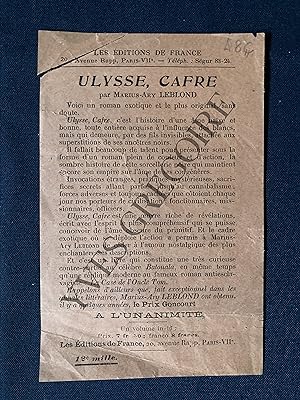Seller image for ULYSSE, CAFRE-PRIERE D'INSERER for sale by Yves Grgoire